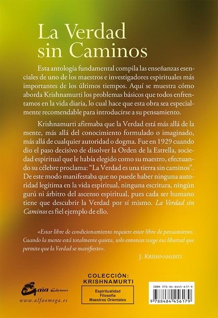 La verdad sin caminos | 9788484456179 | Krishnamurti, Jiddu